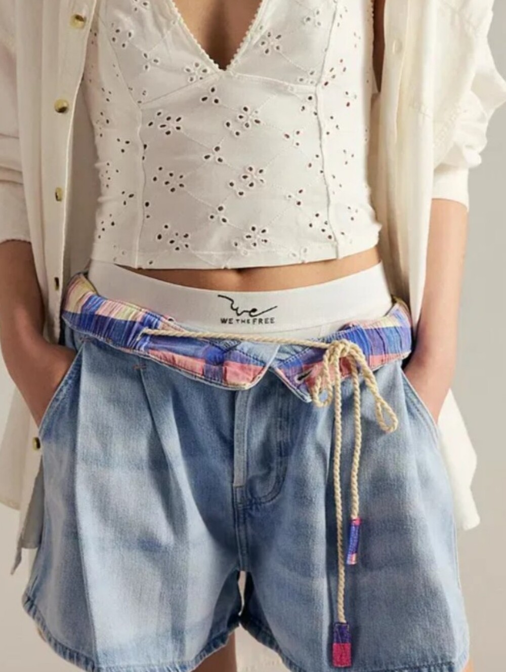 We The Free Light Blue Denim Shorts, Sz L